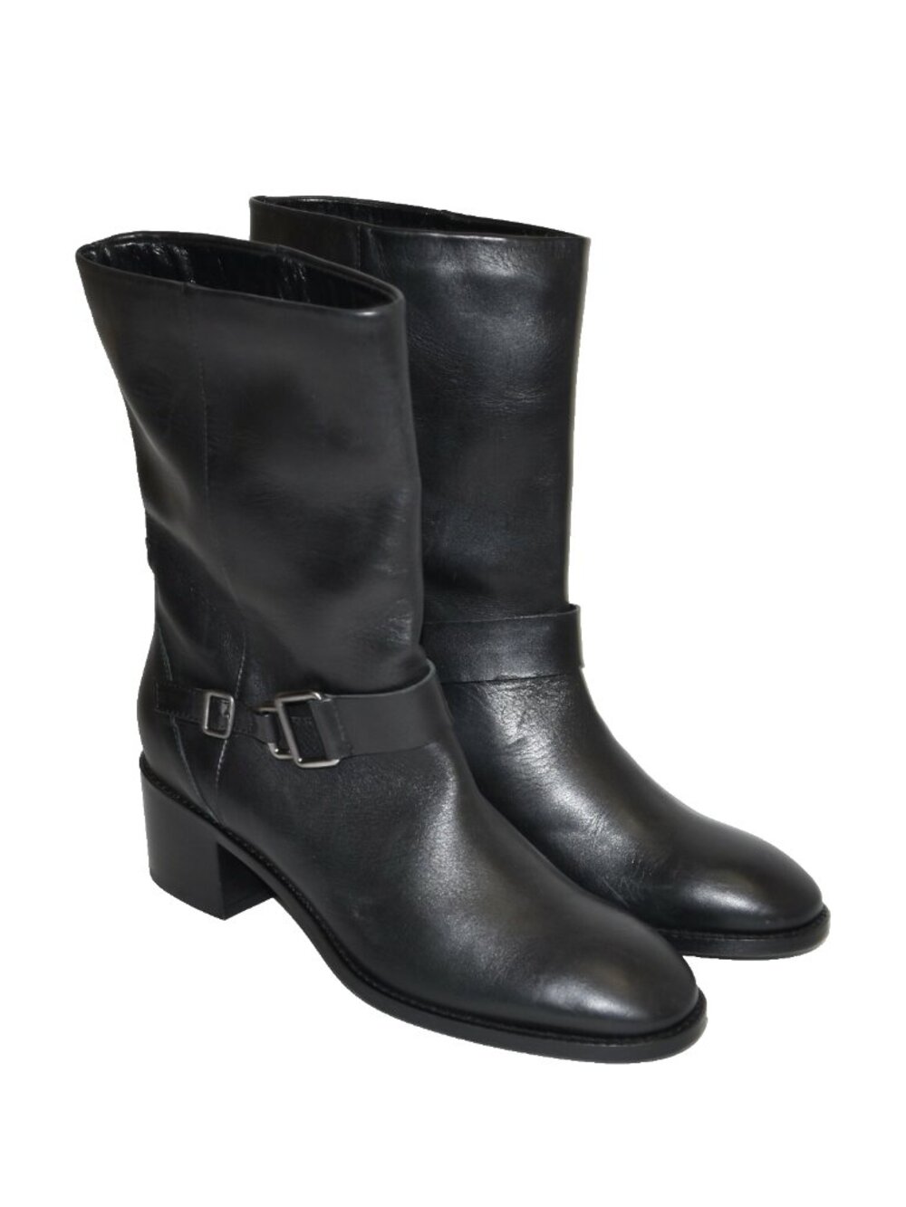 New! Aquatalia Moto Boot Black Leather Buckle Size 9 Biker